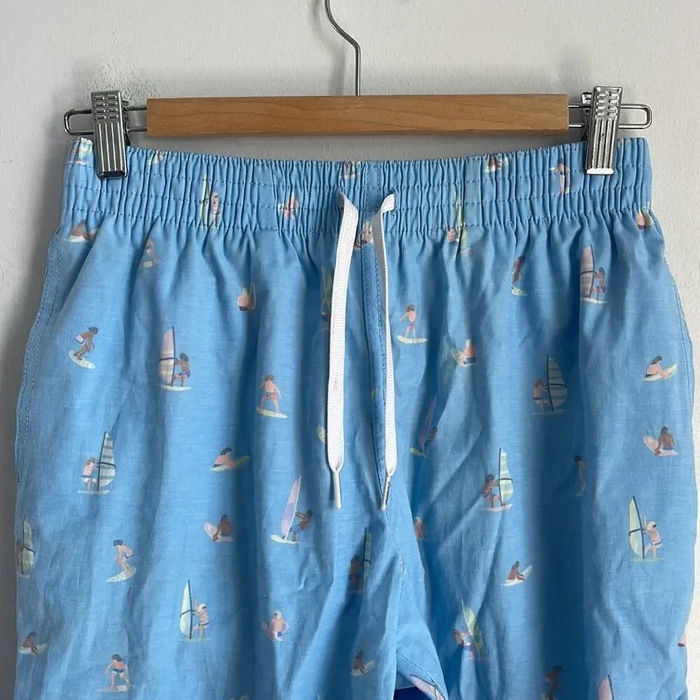 Chubbies surf board windsurfer print elastic waist pull on swim trunks sz S